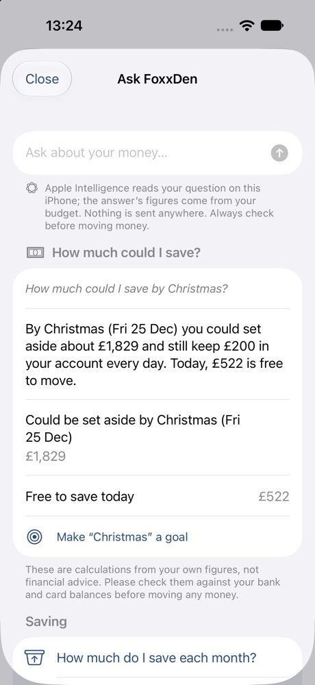 Ask FoxxDen answering how much could I save by Christmas